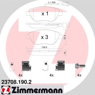ZIMMERMANN 237081902 -  Комплект тормозных колодок, дисковый тормоз