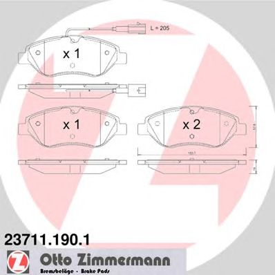 ZIMMERMANN 237111901 -  Комплект тормозных колодок, дисковый тормоз