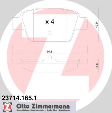 ZIMMERMANN 237141651 -  Комплект тормозных колодок, дисковый тормоз