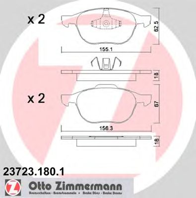 ZIMMERMANN 237231801 -  Комплект тормозных колодок, дисковый тормоз