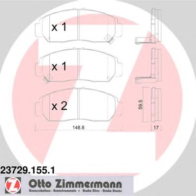 ZIMMERMANN 237291551 -  Комплект тормозных колодок, дисковый тормоз