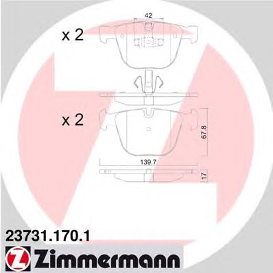 ZIMMERMANN 237311701 -  Комплект тормозных колодок, дисковый тормоз