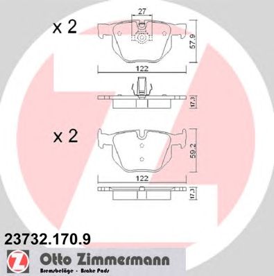 ZIMMERMANN 237321709 -  Комплект тормозных колодок, дисковый тормоз