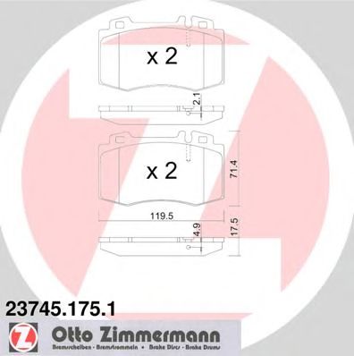 ZIMMERMANN 237451751 -  Комплект тормозных колодок, дисковый тормоз