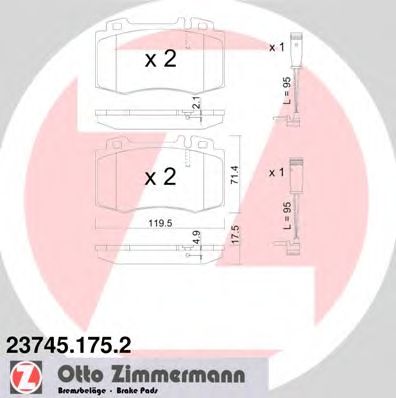 ZIMMERMANN 237451752 -  Комплект тормозных колодок, дисковый тормоз