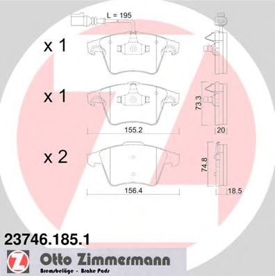 ZIMMERMANN 237461851 -  Комплект тормозных колодок, дисковый тормоз