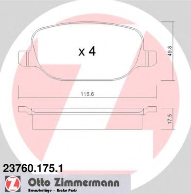ZIMMERMANN 237601751 -  Комплект тормозных колодок, дисковый тормоз