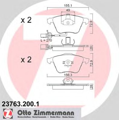 ZIMMERMANN 237632001 -  Комплект тормозных колодок, дисковый тормоз