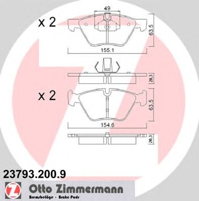 ZIMMERMANN 237932009 -  Комплект тормозных колодок, дисковый тормоз