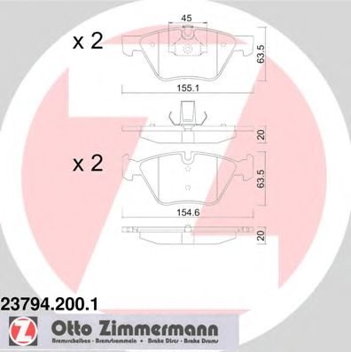 ZIMMERMANN 237942001 -  Комплект тормозных колодок, дисковый тормоз