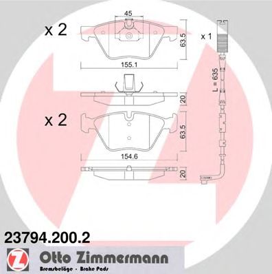 ZIMMERMANN 237942002 -  Комплект тормозных колодок, дисковый тормоз