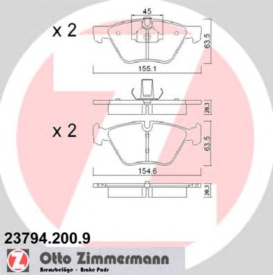 ZIMMERMANN 237942009 -  Комплект тормозных колодок, дисковый тормоз