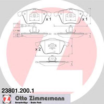 ZIMMERMANN 238012001 -  Комплект тормозных колодок, дисковый тормоз
