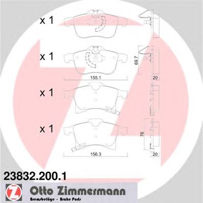ZIMMERMANN 238322001 -  Комплект тормозных колодок, дисковый тормоз