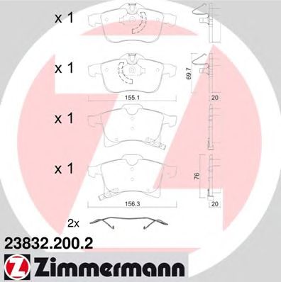 ZIMMERMANN 238322002 -  Комплект тормозных колодок, дисковый тормоз