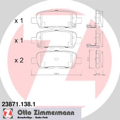 ZIMMERMANN 238711381 -  Комплект тормозных колодок, дисковый тормоз