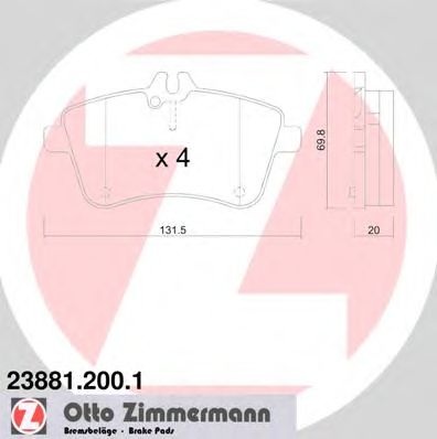 ZIMMERMANN 238812001 -  Комплект тормозных колодок, дисковый тормоз