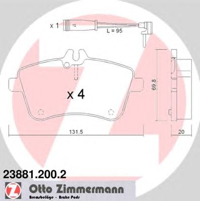 ZIMMERMANN 238812002 -  Комплект тормозных колодок, дисковый тормоз
