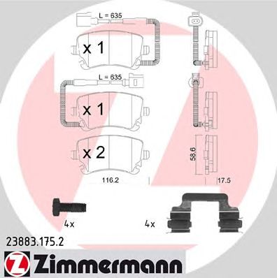 ZIMMERMANN 238831752 -  Комплект тормозных колодок, дисковый тормоз