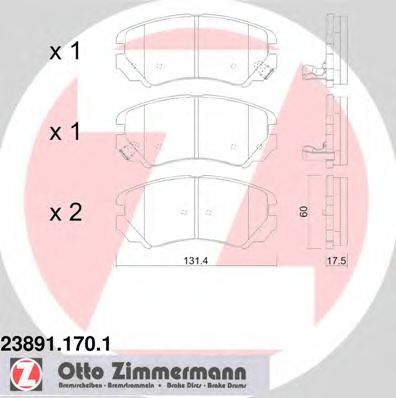 ZIMMERMANN 238911701 -  Колодки тормозные дисковые передние комплект