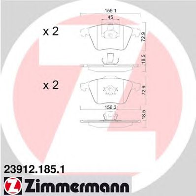 ZIMMERMANN 239121851 -  Комплект тормозных колодок, дисковый тормоз