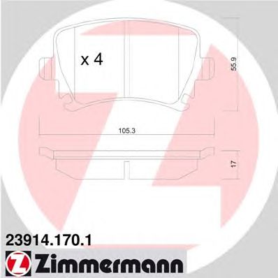 ZIMMERMANN 239141701 -  Комплект тормозных колодок, дисковый тормоз