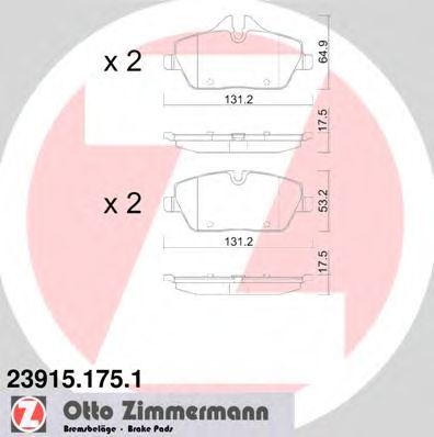 ZIMMERMANN 239151751 -  Колодки тормозные дисковые передние комплект