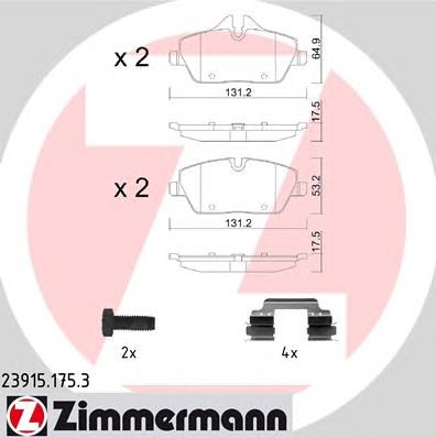 ZIMMERMANN 239151753 -  Комплект тормозных колодок, дисковый тормоз