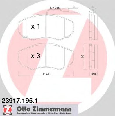 ZIMMERMANN 239171951 -  Комплект тормозных колодок, дисковый тормоз