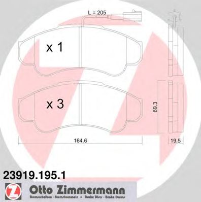 ZIMMERMANN 239191951 -  Комплект тормозных колодок, дисковый тормоз