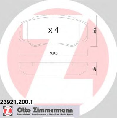 ZIMMERMANN 239212001 -  Комплект тормозных колодок, дисковый тормоз
