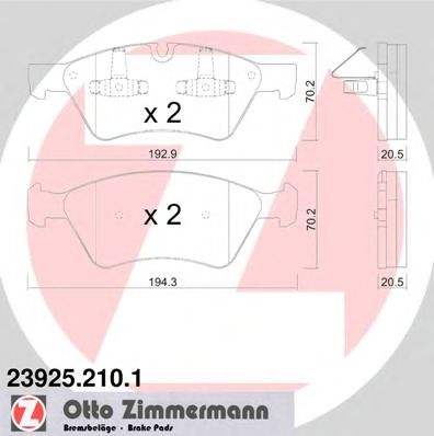 ZIMMERMANN 239252101 -  Колодки тормозные дисковые передние комплект