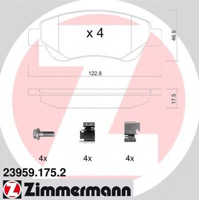 ZIMMERMANN 239591752 -  Комплект тормозных колодок, дисковый тормоз