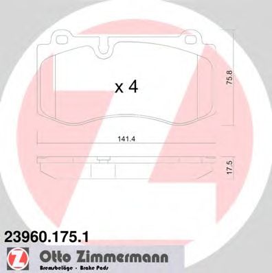 ZIMMERMANN 239601751 -  Комплект тормозных колодок, дисковый тормоз