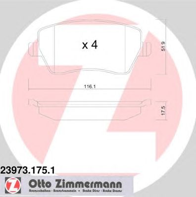 ZIMMERMANN 239731751 -  Колодки тормозные дисковые передние комплект