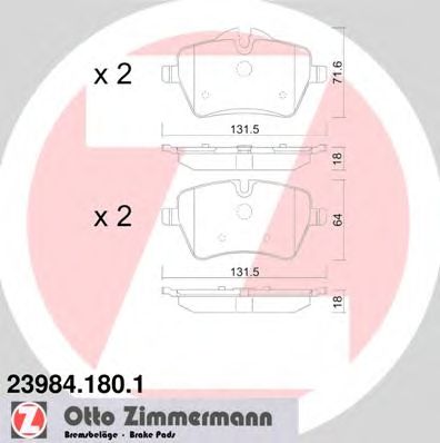 ZIMMERMANN 239841801 -  Комплект тормозных колодок, дисковый тормоз