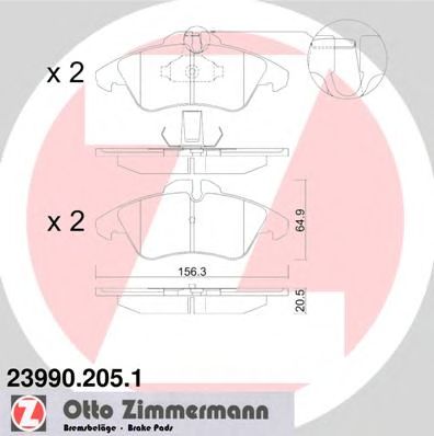 ZIMMERMANN 239902051 -  Комплект тормозных колодок, дисковый тормоз