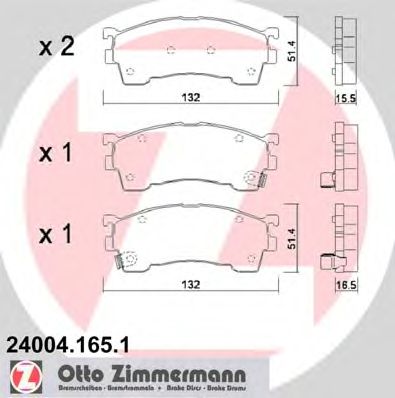 ZIMMERMANN 240041651 -  Комплект тормозных колодок, дисковый тормоз