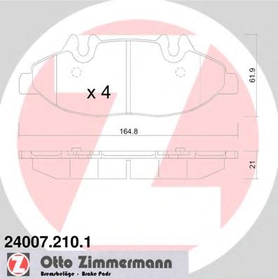 ZIMMERMANN 240072101 -  Комплект тормозных колодок, дисковый тормоз