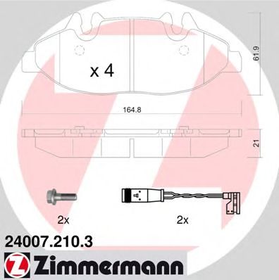 ZIMMERMANN 240072103 -  Комплект тормозных колодок, дисковый тормоз