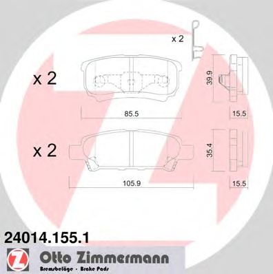 ZIMMERMANN 240141551 -  Комплект тормозных колодок, дисковый тормоз