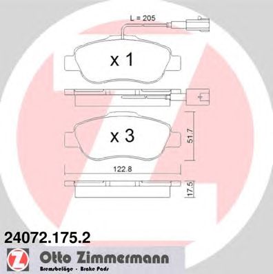 ZIMMERMANN 240721752 -  Комплект тормозных колодок, дисковый тормоз