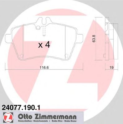 ZIMMERMANN 240771901 -  Комплект тормозных колодок, дисковый тормоз