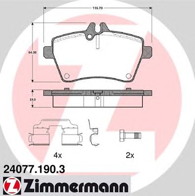 ZIMMERMANN 240771903 -  Комплект тормозных колодок, дисковый тормоз