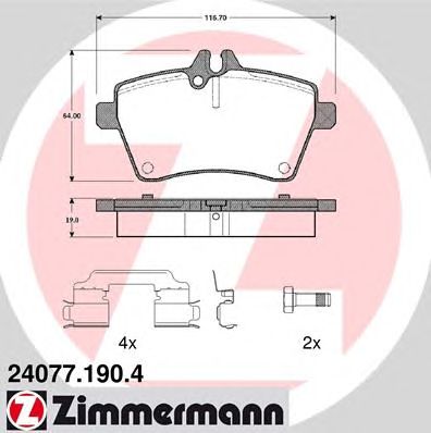ZIMMERMANN 240771904 -  Комплект тормозных колодок, дисковый тормоз