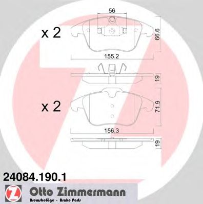 ZIMMERMANN 240841901 -  Комплект тормозных колодок, дисковый тормоз