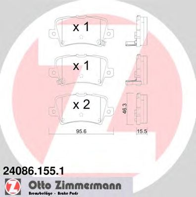 ZIMMERMANN 240861551 -  Комплект тормозных колодок, дисковый тормоз