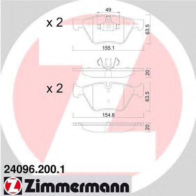 ZIMMERMANN 240962001 -  Комплект тормозных колодок, дисковый тормоз