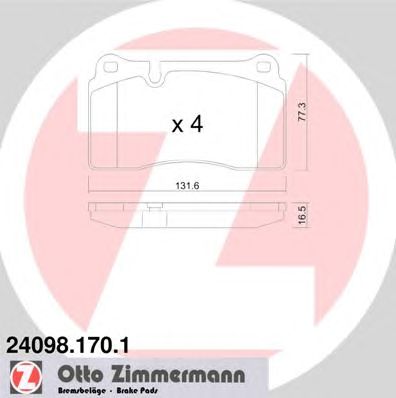 ZIMMERMANN 240981701 -  Колодки тормозные дисковые передние комплект