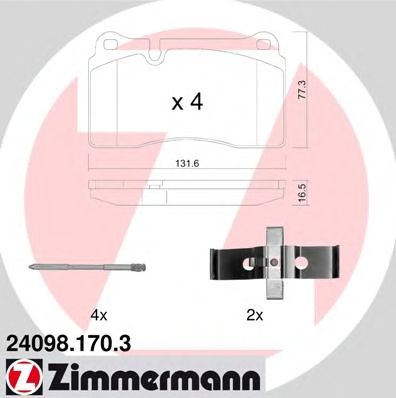 ZIMMERMANN 240981703 -  Комплект тормозных колодок, дисковый тормоз